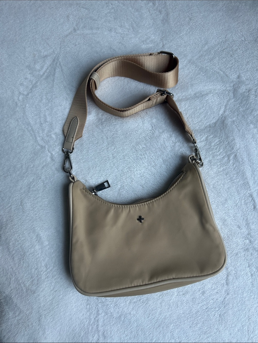 Beige Crossbody Shoulder Bag with Wide Adjustable Strap